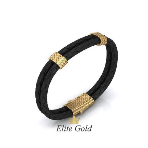 Bespoke creative bracelet with gold on leather