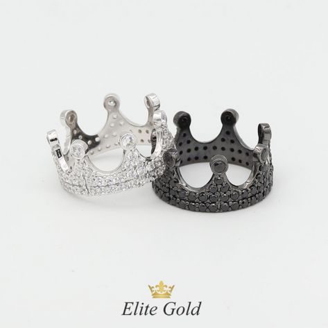 кольцо-корона в белом золоте и с черным родием