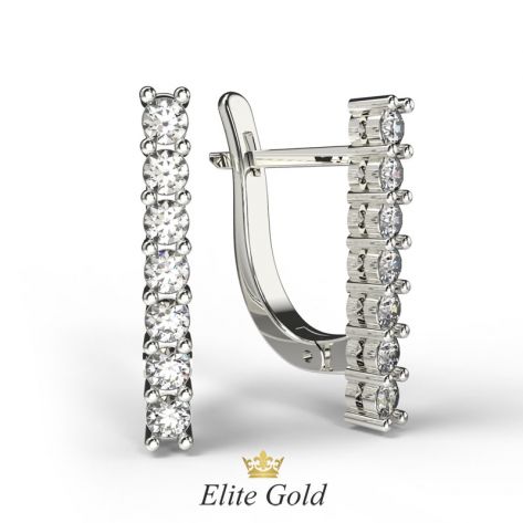 серьги Sachet с дорожкой камней в белом золоте