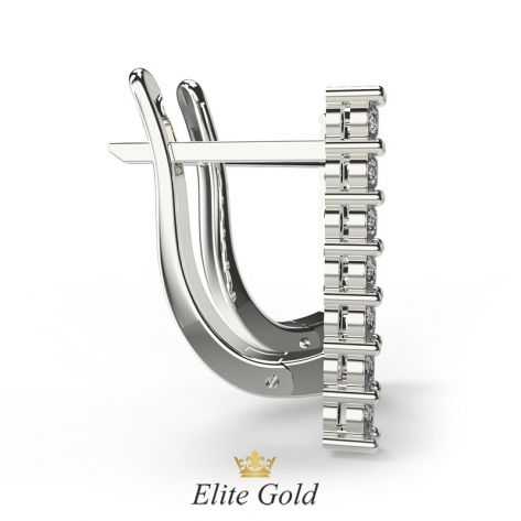 серьги Sachet с дорожкой камней в белом золоте