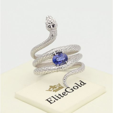 кольцо Serpenti в виде змеи в белом золоте