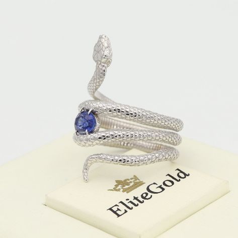 кольцо Serpenti в виде змеи в белом золоте