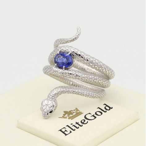 кольцо Serpenti в виде змеи в белом золоте