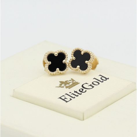 серьги Клевер с черным ониксом