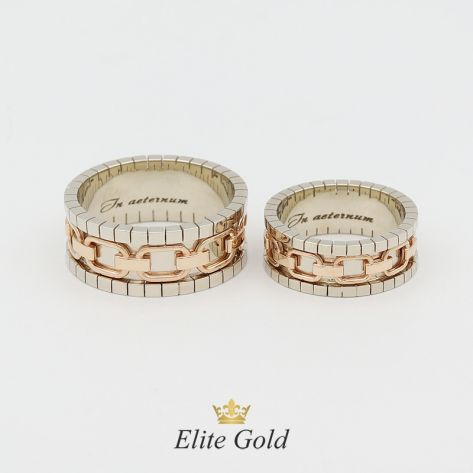 кольца Tandem с основой из белого золота и красной цепью