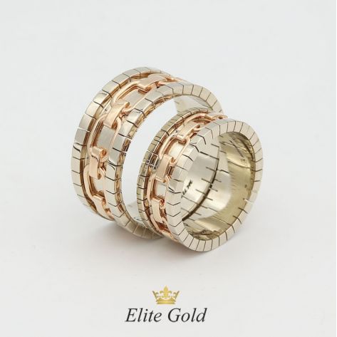 кольца Tandem с основой из белого золота и красной цепью