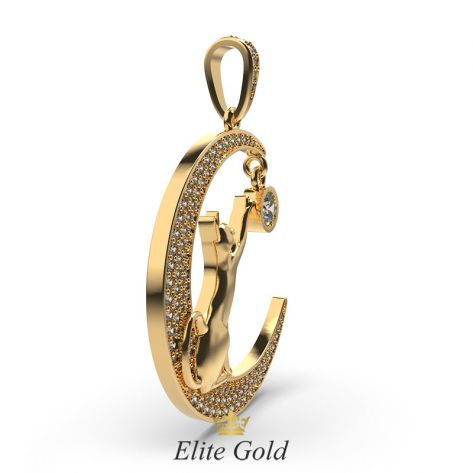 кулон Кот на луне в камнях