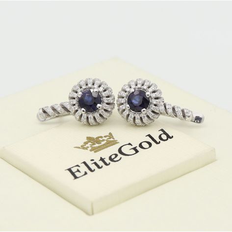 серьги Vortex в белом золоте с сапфирами и бриллиантами