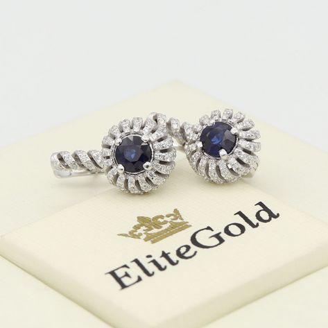 серьги Vortex в белом золоте с сапфирами и бриллиантами