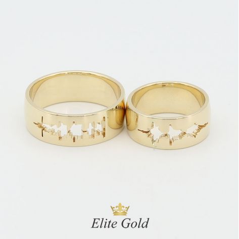 кольца Sound Wave в лимонном золоте