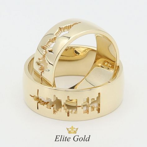 кольца Sound Wave в лимонном золоте