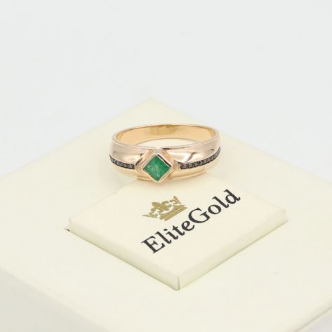 кольцо Reinar с зеленым и черными камнями