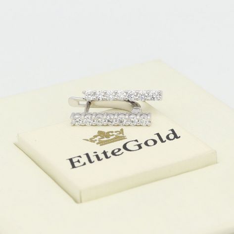 серьги Sachet с дорожкой камней в белом золоте