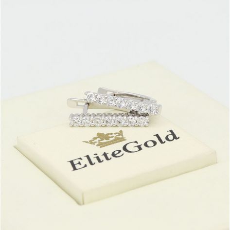 серьги Sachet с дорожкой камней в белом золоте