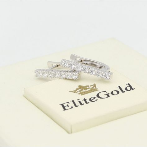 серьги Sachet с дорожкой камней в белом золоте