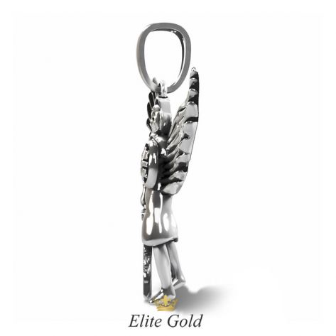 подвес с изображением архангела в белом золоте с чернением