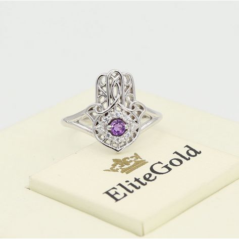 в белом золоте с аметистами
