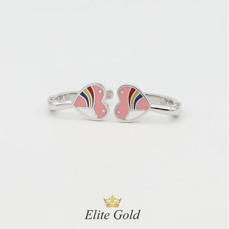 детские серьги в белом золоте с эмалью