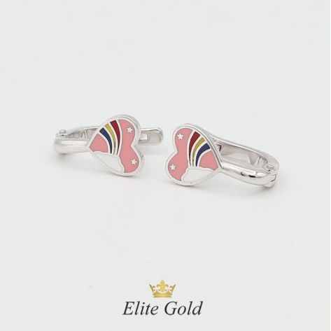 детские серьги в белом золоте с эмалью