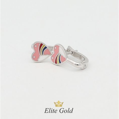 детские серьги в белом золоте с эмалью