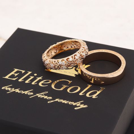 Авторские обручальные кольца Ника с нежными ажурными узорами и камнями