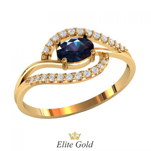 Женское дизайнерское кольцо с овальным камнем