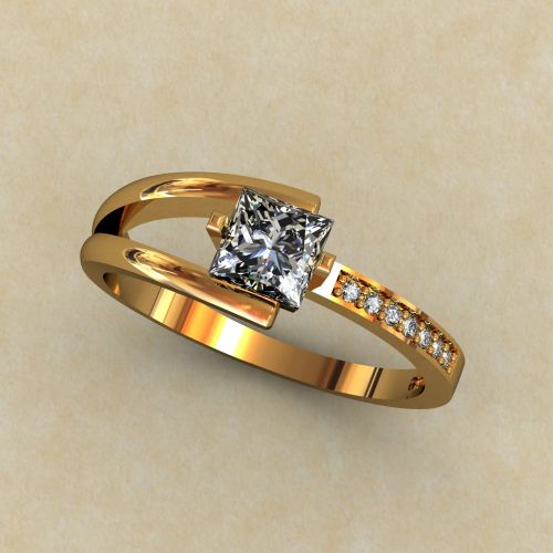 женское кольцо с квадратным камнем