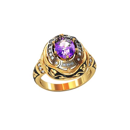 авторский перстень Desert Sands с фиолетовым камнем