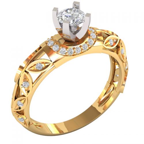 Женское дизайнерское кольцо с центральным камнем