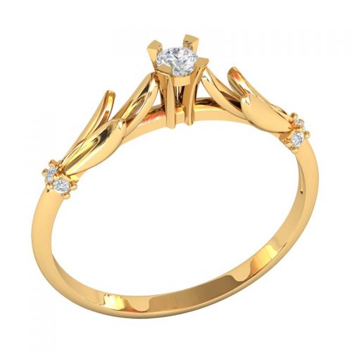 кольцо для помолвки в красном золоте с белыми камнями