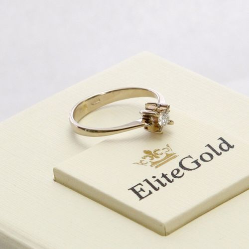 кольцо для помолвки солитер в белом золоте