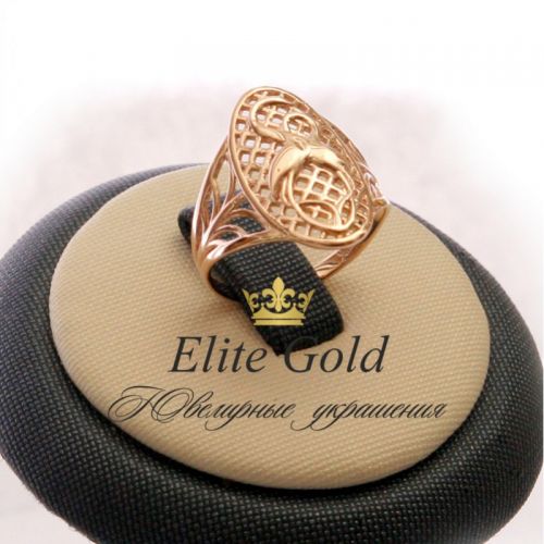 женское кольцо с аистами в красном золоте