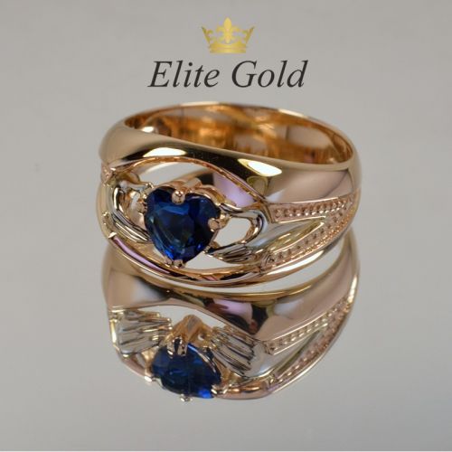 ирландское широкое кольцо с камнем с синим камнем