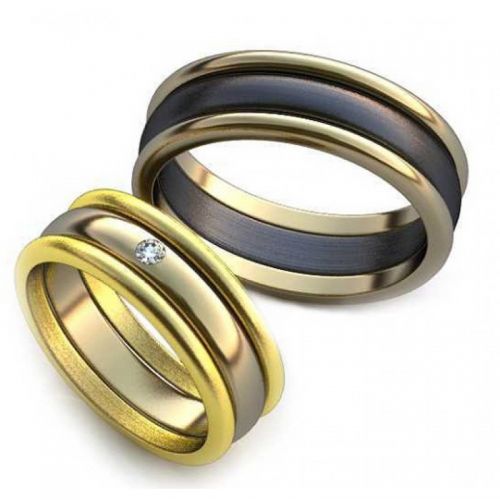 кольца обручальные классические из трех частей