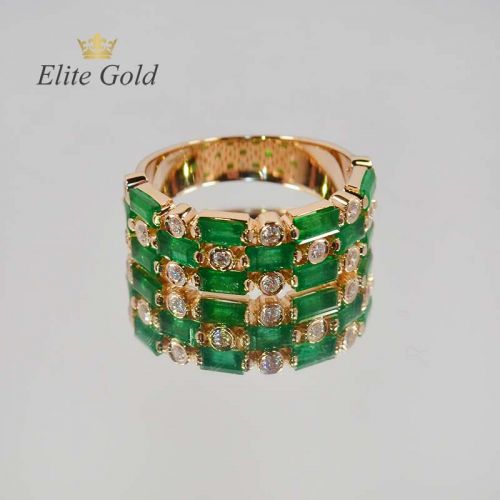 кольцо Emera с зелеными и белыми камнями