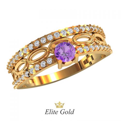 кольцо Bardot с фиолетовым камнем в центре