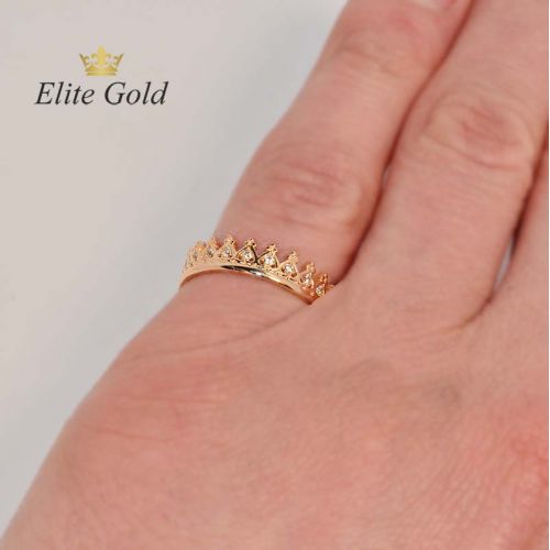 Tiara ring - Кольцо Корона в красном золоте на руке
