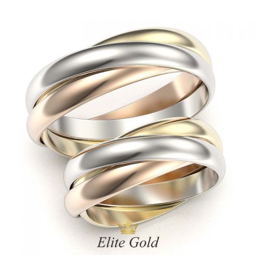 кольца Тринити в 3 цветах золота