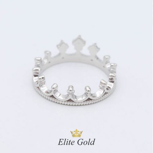 кольцо корона в белом золоте