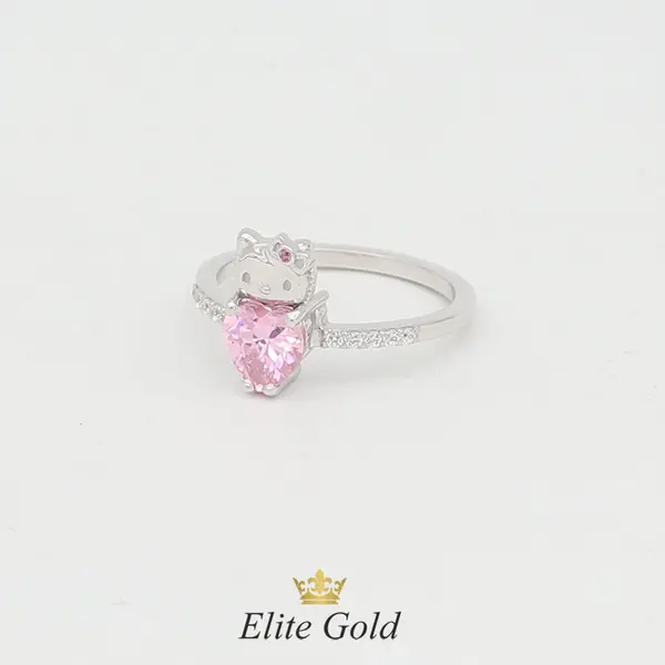 Bespoke Hello Kitty ring with heart shaped gemstone, 3 image