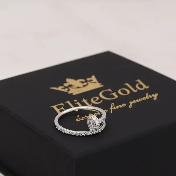 Bespoke small Nail ring with diamonds, 4 image