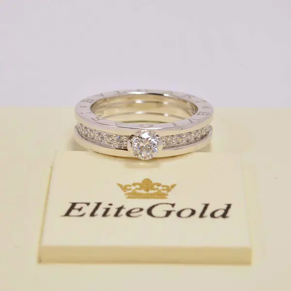 Кольцо в стиле BVLGARI ZERO в белом золоте