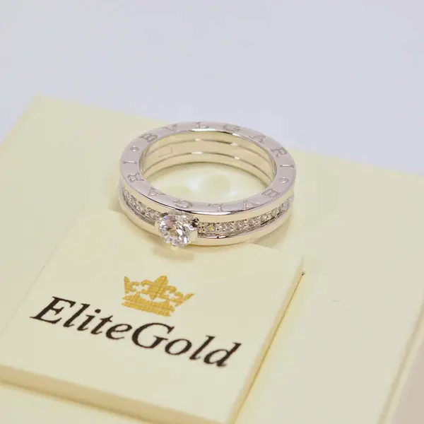 Кольцо в стиле BVLGARI ZERO в белом золоте
