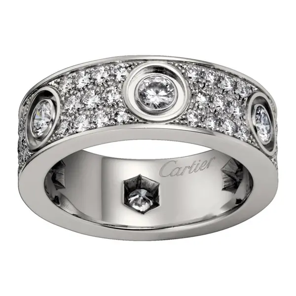 Кольцо в стиле Cartier Love в белом золоте