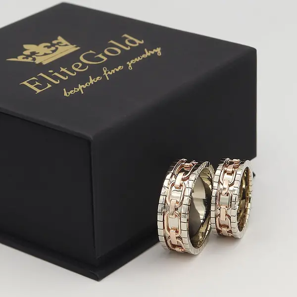 Tandem wedding rings without stones, 2 image