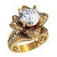 кольцо-цветок в красном золоте с белыми камнями