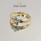 женское кольцо в форме цветка с разноцветными камнями