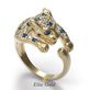 кольцо Пантера с синими и белыми камнями
