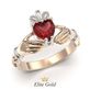 кладдахское кольцо Red Heart Petite в красном и белом золоте