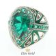 женский перстень Materia с зеленой эмалью, изумрудами и бриллиантами